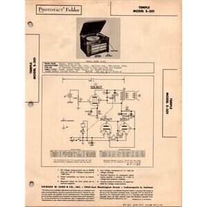 VTG Howard Sams 1947 Radio Photofact Folder Temple Model E-301